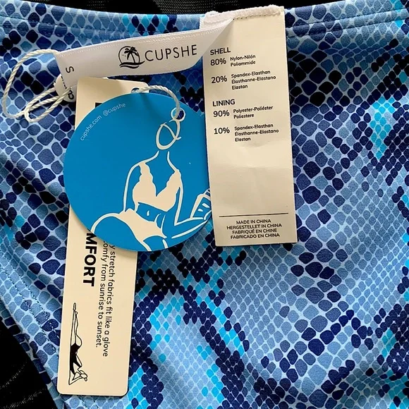 4/$25 NWT Cupshe Mosaic Blue Fish Scale Print Bikini Bottom S - Picture 4 of 7